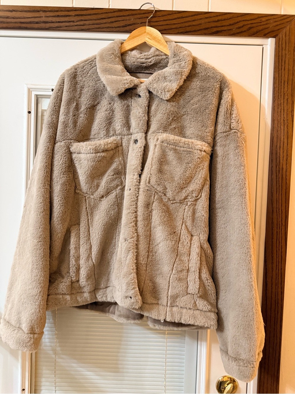 Thread & Supply Plush Teddy Jacket in Taupe